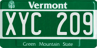VT license plate XYC209