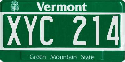 VT license plate XYC214