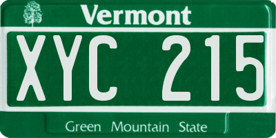 VT license plate XYC215