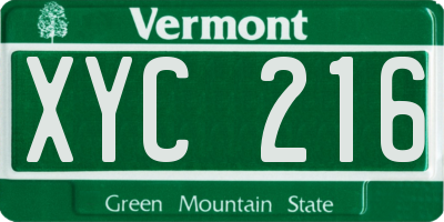 VT license plate XYC216