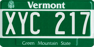 VT license plate XYC217