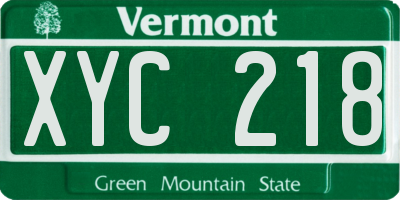 VT license plate XYC218