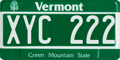 VT license plate XYC222