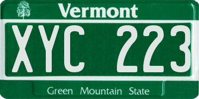 VT license plate XYC223