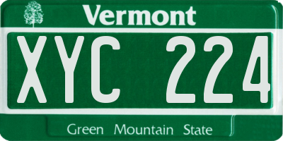 VT license plate XYC224