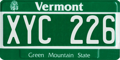 VT license plate XYC226