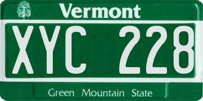 VT license plate XYC228