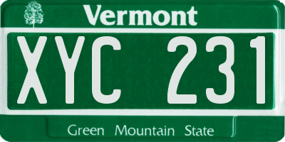 VT license plate XYC231
