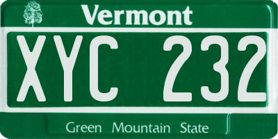 VT license plate XYC232