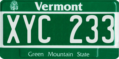 VT license plate XYC233