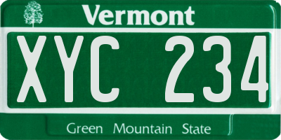 VT license plate XYC234