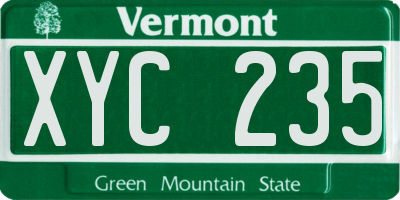 VT license plate XYC235