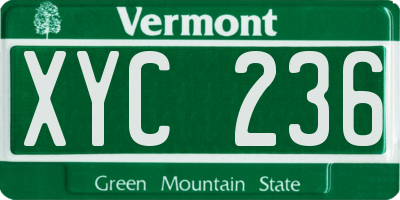 VT license plate XYC236