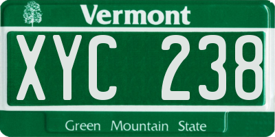VT license plate XYC238