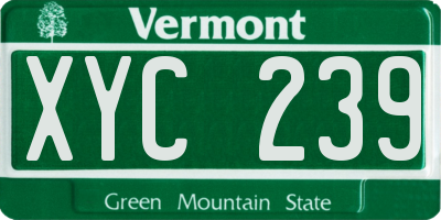 VT license plate XYC239