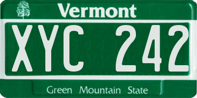 VT license plate XYC242