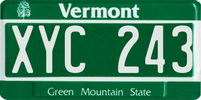 VT license plate XYC243