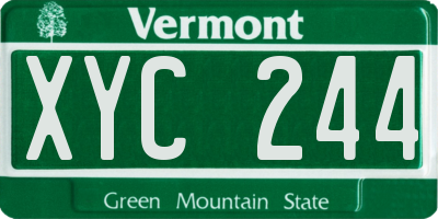 VT license plate XYC244