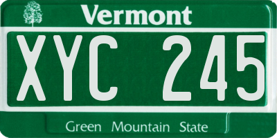 VT license plate XYC245