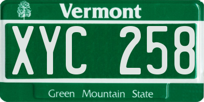 VT license plate XYC258