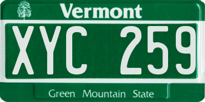 VT license plate XYC259