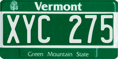 VT license plate XYC275