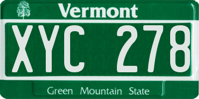 VT license plate XYC278