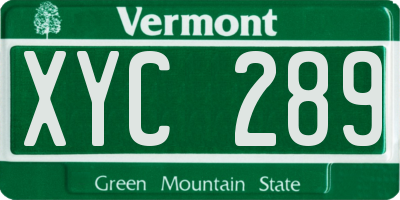 VT license plate XYC289