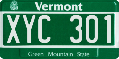 VT license plate XYC301