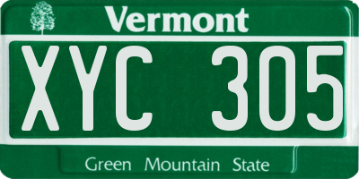 VT license plate XYC305