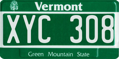 VT license plate XYC308