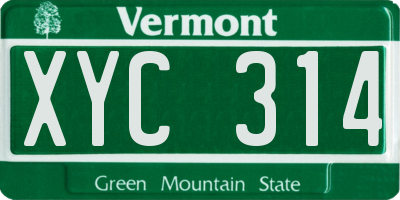 VT license plate XYC314