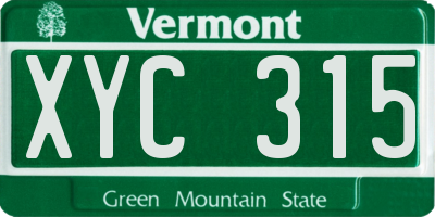 VT license plate XYC315