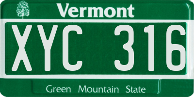 VT license plate XYC316