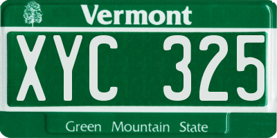 VT license plate XYC325