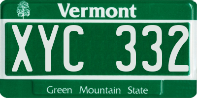 VT license plate XYC332