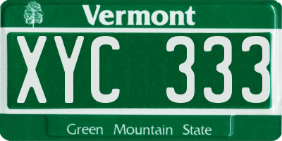 VT license plate XYC333