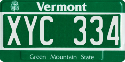 VT license plate XYC334