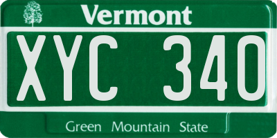 VT license plate XYC340