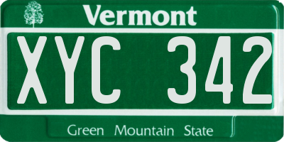 VT license plate XYC342