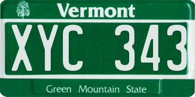 VT license plate XYC343
