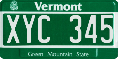 VT license plate XYC345