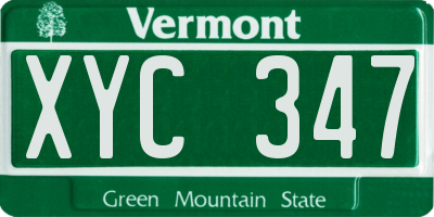 VT license plate XYC347