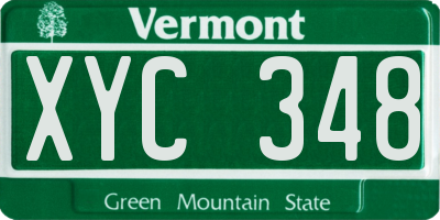 VT license plate XYC348