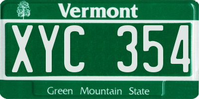 VT license plate XYC354