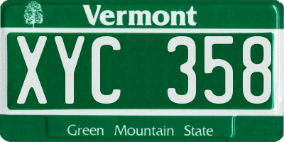 VT license plate XYC358