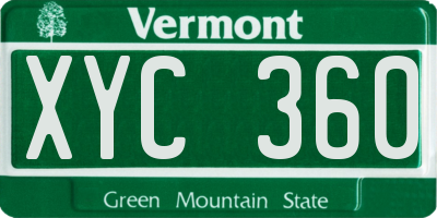 VT license plate XYC360
