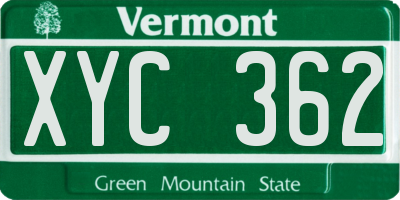 VT license plate XYC362
