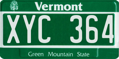 VT license plate XYC364