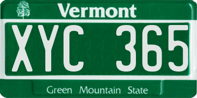 VT license plate XYC365